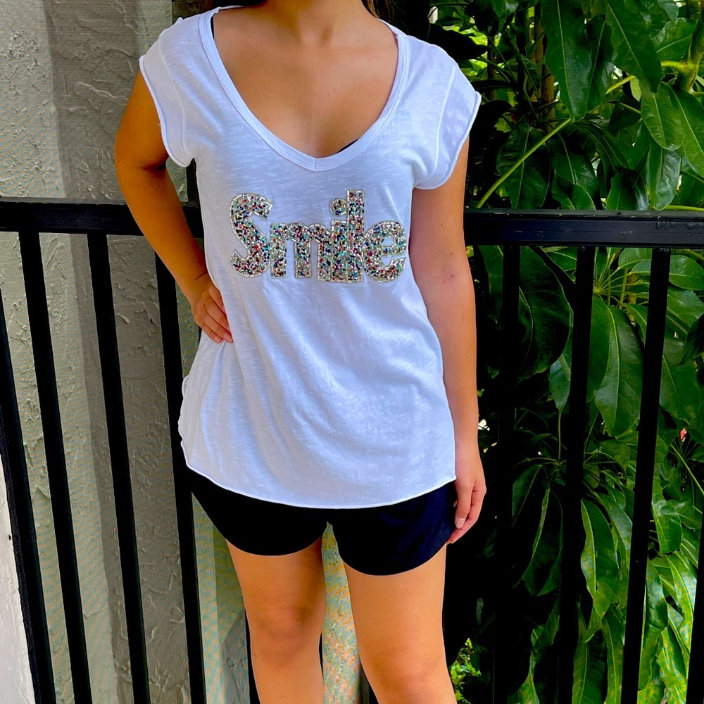 Beaded “smile” t-shirt